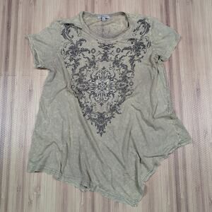 Jess & Jane Women’s Top Sz Medium Brown Fall Print Tunic Long Sleeve Fairy Cute